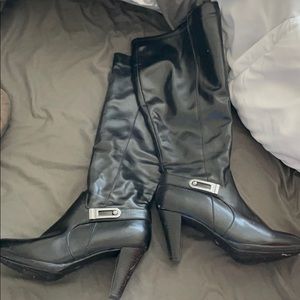 Extra wide calf leather boots